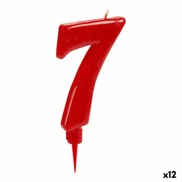 Vela Rojo Cumpleaños Número 7 (12 Unidades)