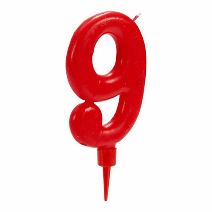 Vela Rojo Cumpleaños Número 9 (12 Unidades) 1