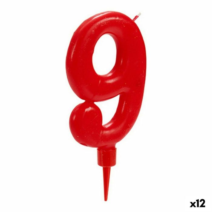Vela Cumpleaños Rojo Número 9 (12 Unidades)