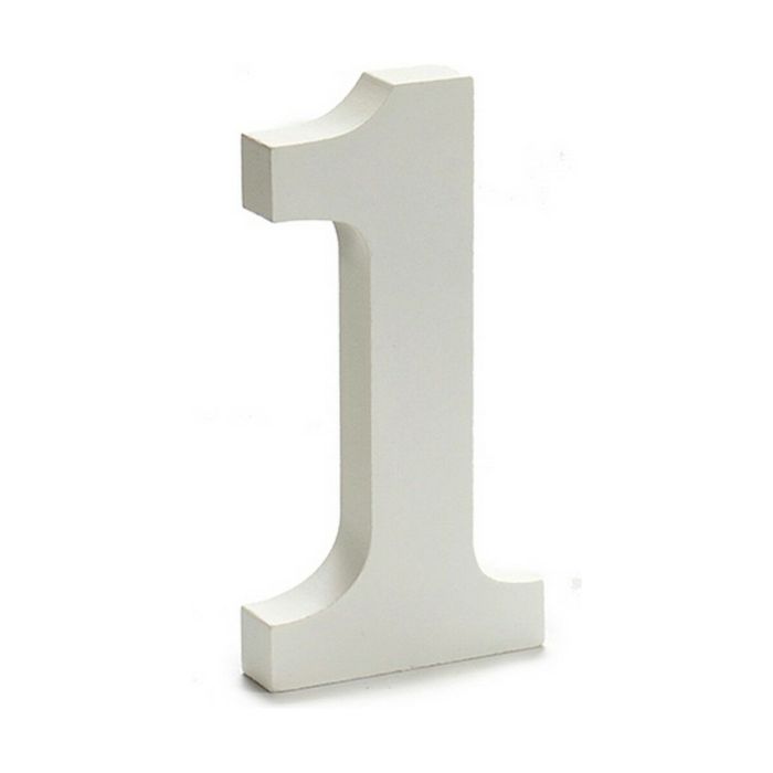 Número 1 Madera Blanco (1,8 x 21 x 17 cm) (12 Unidades) 1