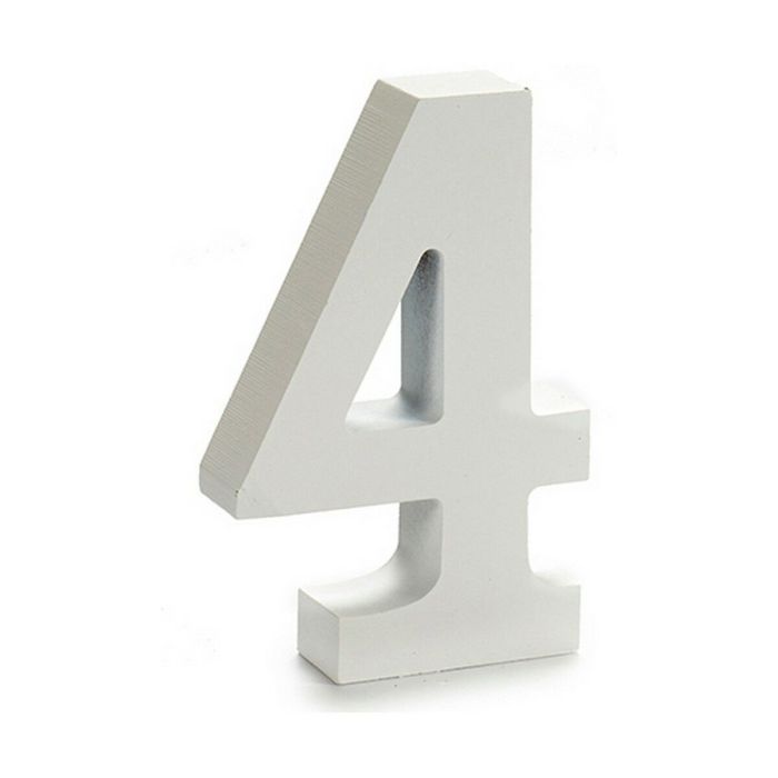 Número 4 Madera Blanco (2 x 16 x 14,5 cm) (24 Unidades) 1