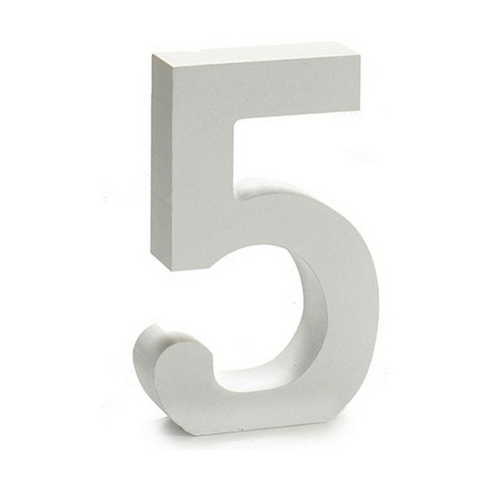 Número 5 Madera Blanco (2 x 16 x 14,5 cm) (24 Unidades) 1
