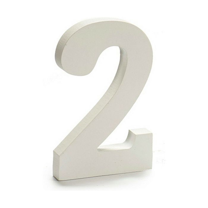 Número 2 Madera Blanco (1,8 x 21 x 17 cm) (12 Unidades) 1