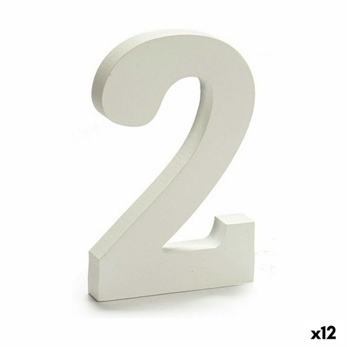 Número 2 Madera Blanco (1,8 x 21 x 17 cm) (12 Unidades)