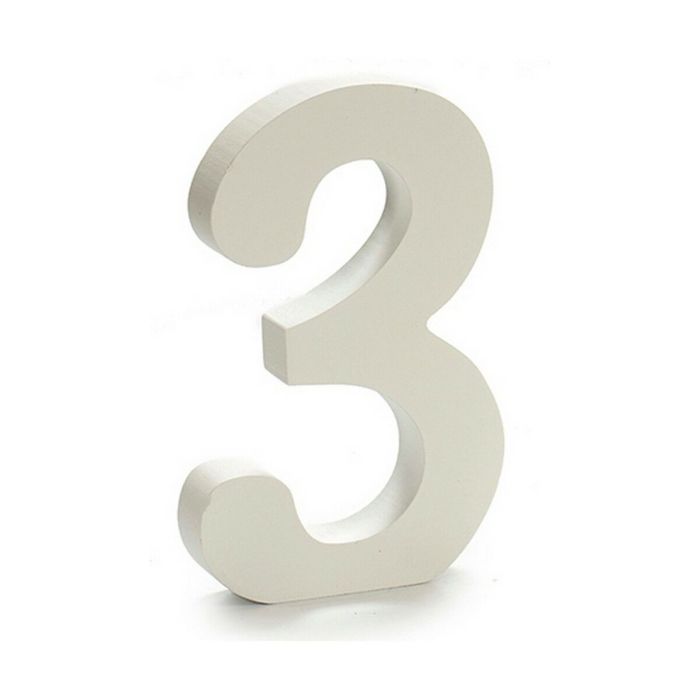 Número 3 Madera Blanco (1,8 x 21 x 17 cm) (12 Unidades) 1