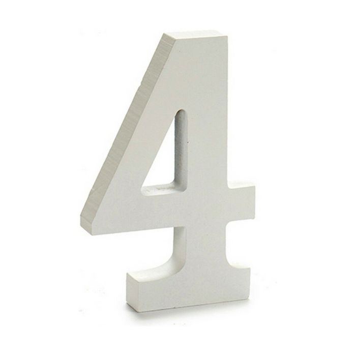 Número 4 Madera Blanco (1,8 x 21 x 17 cm) (12 Unidades) 1