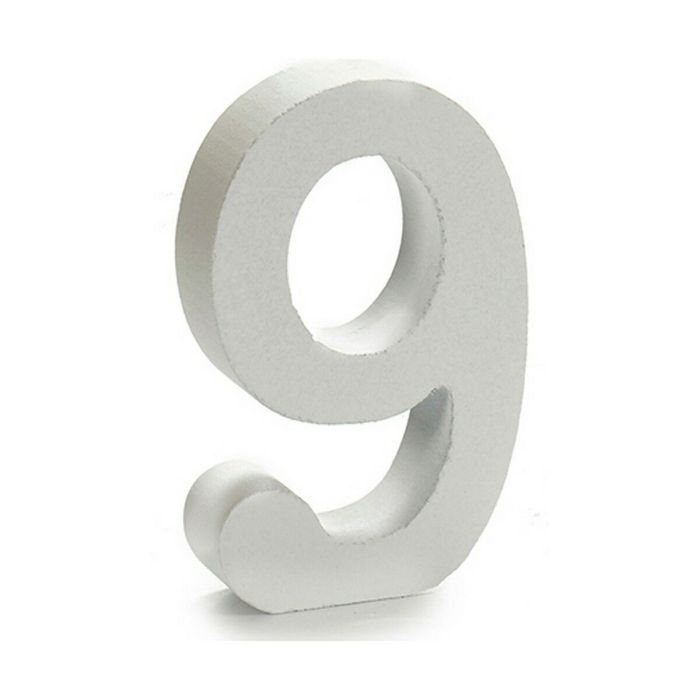Número 9 Madera Blanco (2 x 16 x 14,5 cm) (24 Unidades) 1