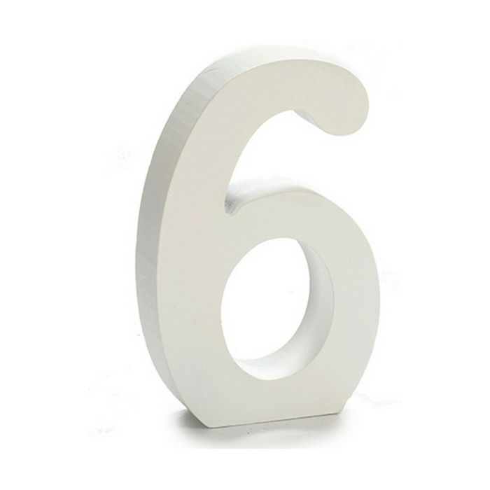 Número 6 Madera Blanco (2 x 16 x 14,5 cm) (24 Unidades) 1