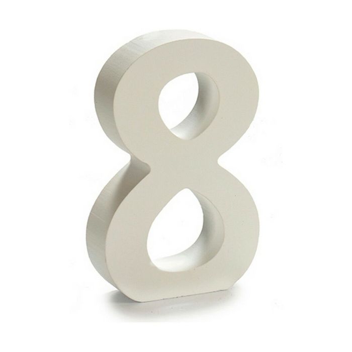 Número 8 Madera Blanco (2 x 16 x 14,5 cm) (24 Unidades) 1