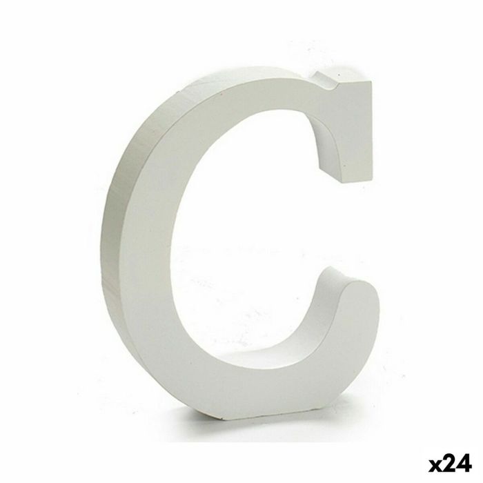 Letra C (24 Unidades) Blanco Madera 2 x 11 cm
