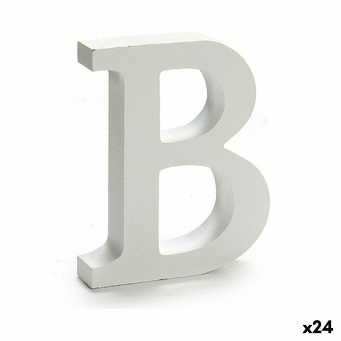 Letra B Madera Blanco (2 x 16 x 14,5 cm) (24 Unidades)