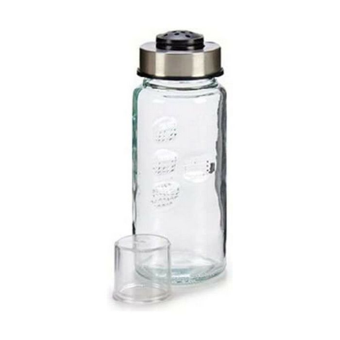 Salero Plateado Transparente Acero Vidrio (230 ml) (6 Unidades)