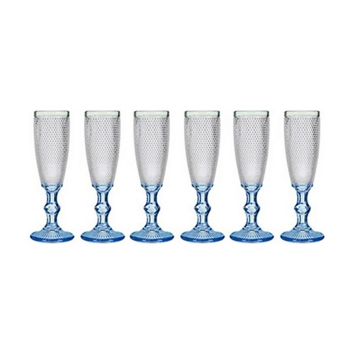 Copa de champán Puntos Azul Transparente Vidrio 6 Unidades (180 ml) 1