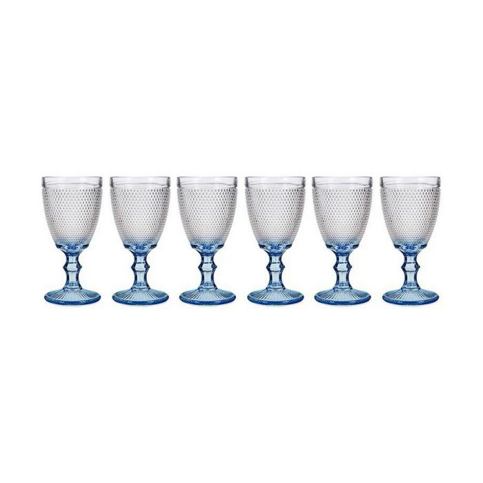 Copa Transparente Puntos Azul Vidrio 6 Unidades (240 ml) 1