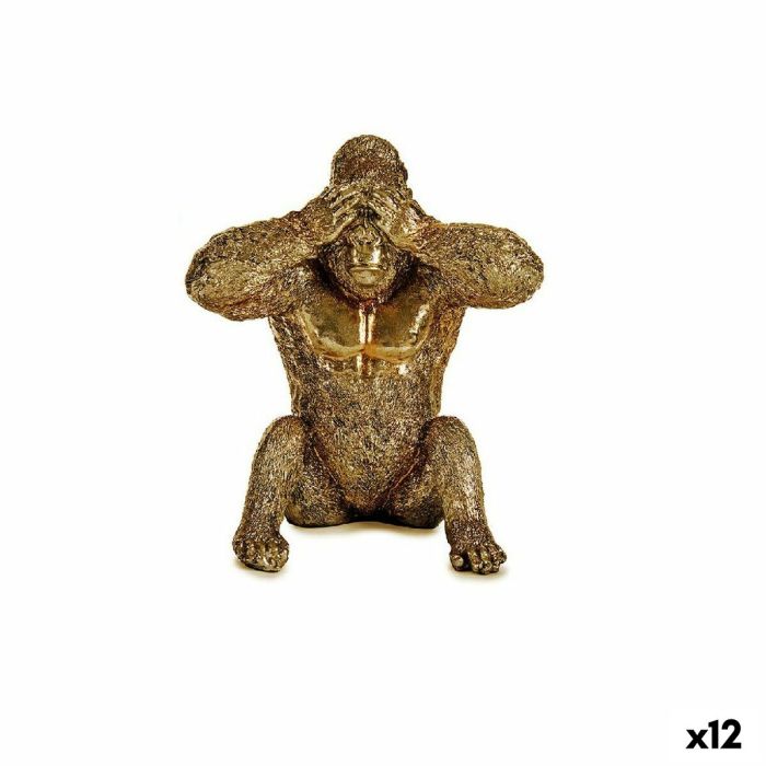 Figura Decorativa Gorila Dorado Resina (9 x 18 x 17 cm)