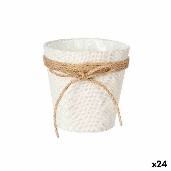 Macetero Ibergarden WY18-71 Blanco Marrón Tela Cuerda Plástico Lazo 14 x 12,5 x 14 cm 14 x 14 x 14 cm (24 Unidades)