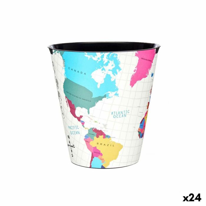 Papelera Multicolor Mapamundi Plástico (10 L) (24 Unidades) Papelera Multicolor Mapamundi Plástico (10 L) (24 Unidades)