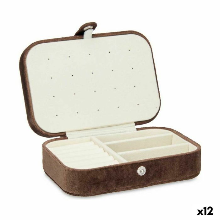 Caja-Joyero Marrón Terciopelo (16,2 x 6 x 11,5 cm) (12 Unidades)