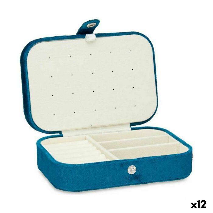 Caja-Joyero Azul Terciopelo (16,2 x 6 x 11,5 cm) (12 Unidades)