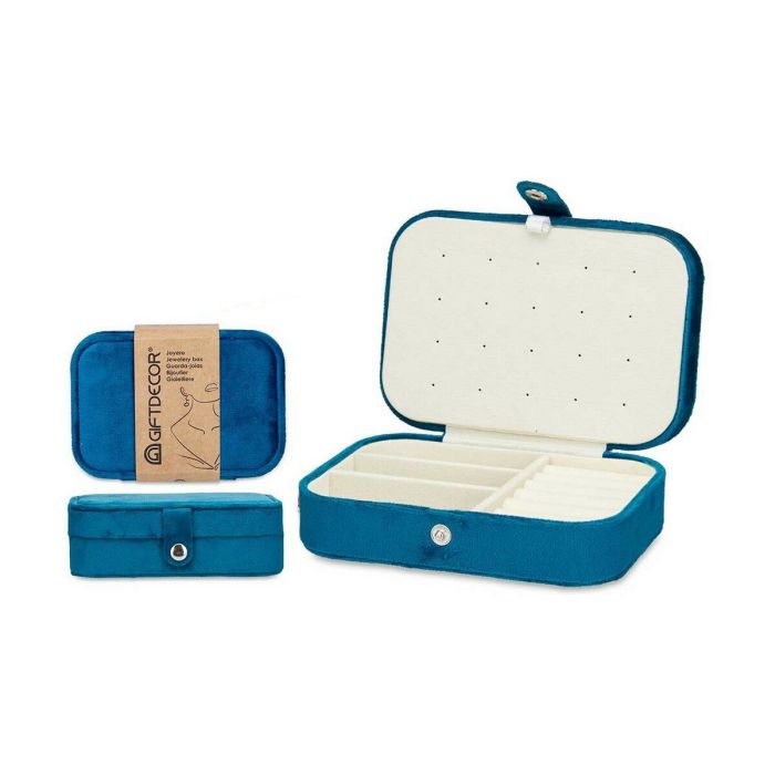 Caja-Joyero Azul Terciopelo (16,2 x 6 x 11,5 cm) (12 Unidades) 2