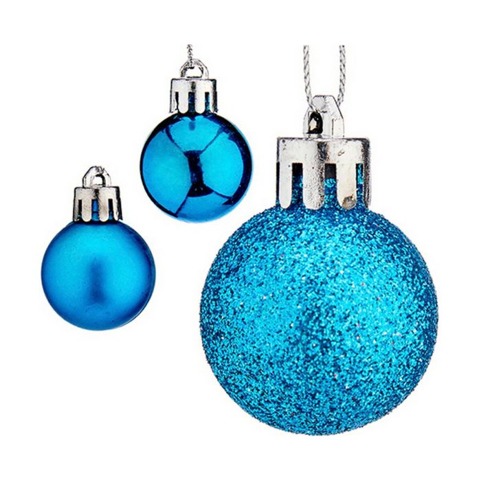 Set de Bolas de Navidad Ø 3 cm Azul Plástico (12 Unidades) 1