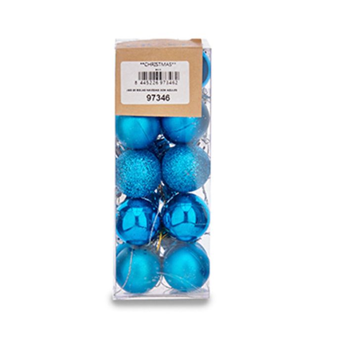 Set de Bolas de Navidad Ø 3 cm Azul Plástico (12 Unidades) 2