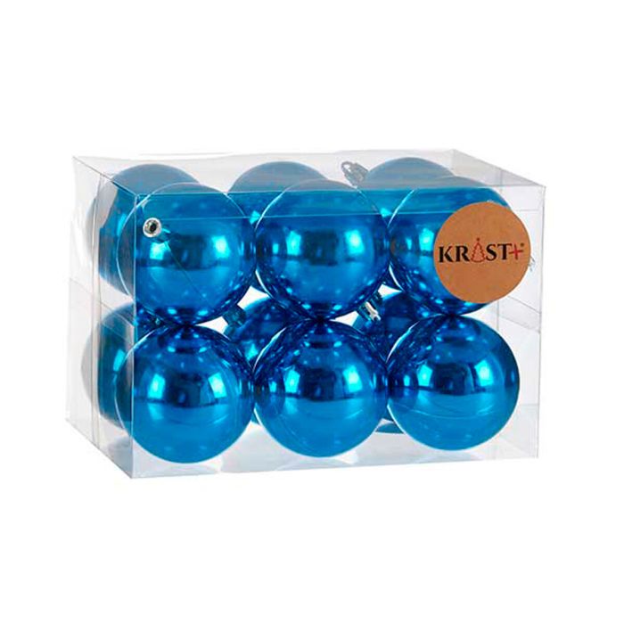 Set de Bolas de Navidad Azul Plástico Ø 7 cm (12 Unidades) 2