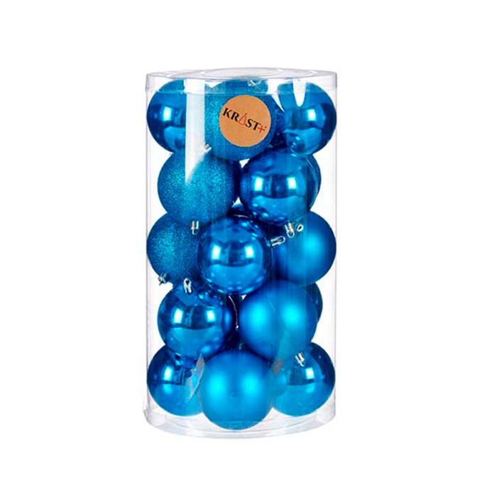 Set de Bolas de Navidad Azul Plástico 8 x 9 x 8 cm (6 Unidades) 2