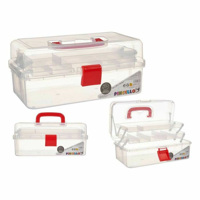 Caja Multiusos Rojo Transparente Plástico 33 x 15 x 19,5 cm (8 Unidades) 2