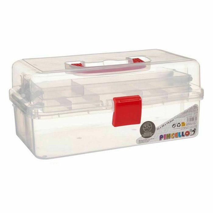 Caja Multiusos Rojo Transparente Plástico 33 x 15 x 19,5 cm (8 Unidades) 1