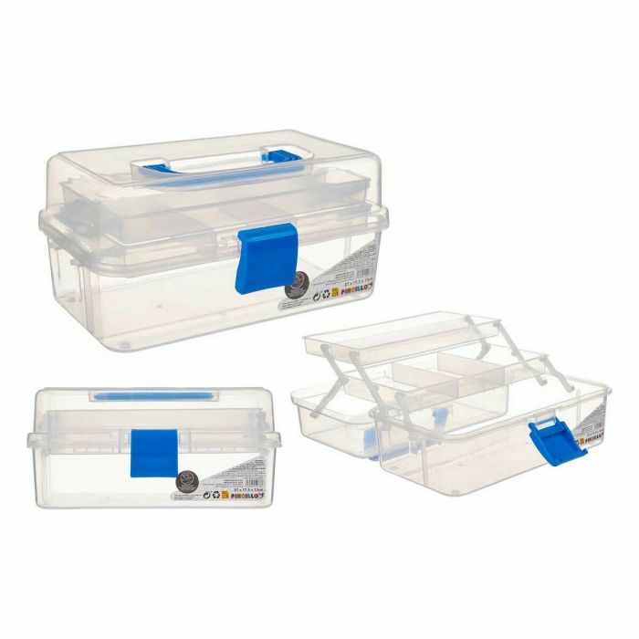 Caja Multiusos Azul Transparente Plástico 27 x 13,5 x 16 cm (12 Unidades) 2