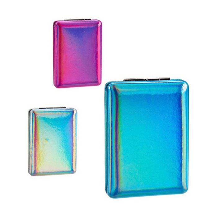 Espejo de Bolsillo Metalizado Azul Rosa Plateado Cristal Plástico 2,5 x 8,5 x 6,2 cm (12 Unidades) 2