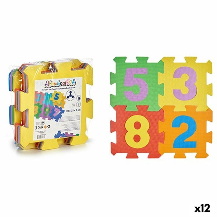 Alfombra Puzzle Multicolor Números Goma Eva (12 Unidades) 