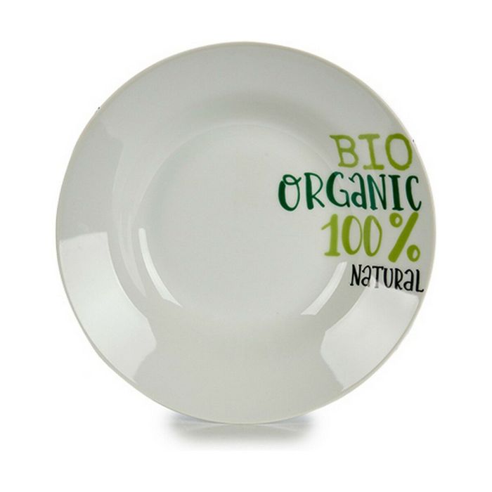 Plato Hondo Organic Blanco Verde Ø 20,6 cm Porcelana (10 Unidades) 1