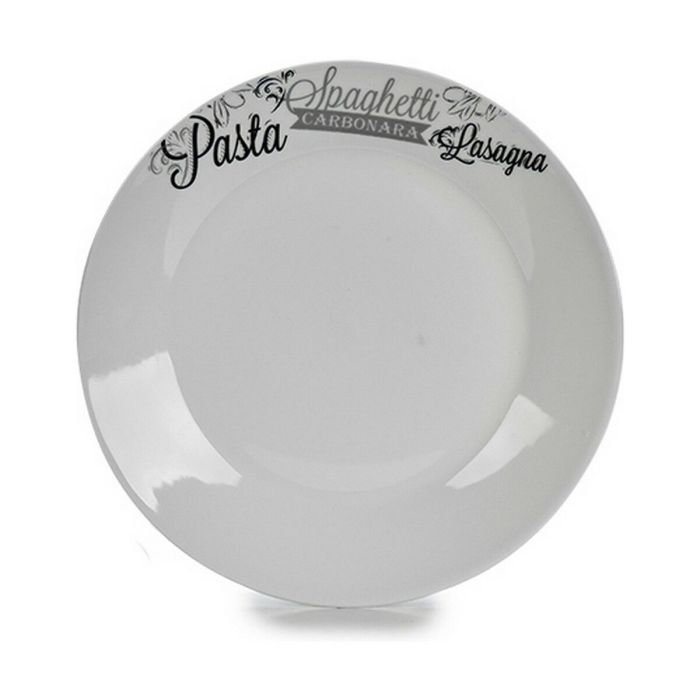 Plato Llano Ø 24,4 cm Negro Blanco Porcelana Pasta (10 Unidades) 1