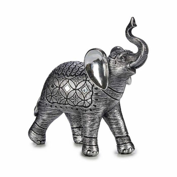 Figura Decorativa Elefante Plateado 27,5 x 27 x 11 cm (4 Unidades) 2