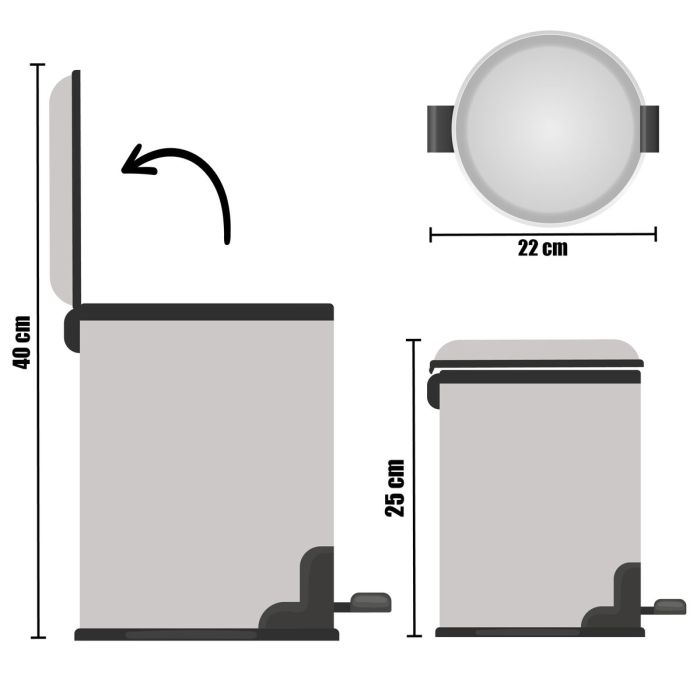 Papelera con Pedal Plateado Acero Inoxidable Plástico 3 L (6 Unidades) 3