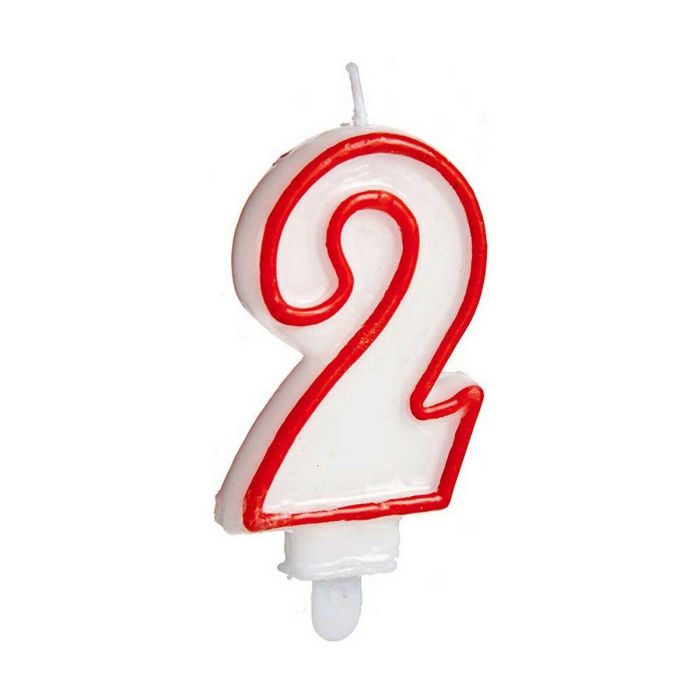 Vela Cumpleaños Número 2 Rojo Blanco (12 Unidades) 1