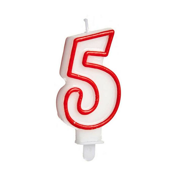 Vela Cumpleaños Número 5 Rojo Blanco (12 Unidades) 1
