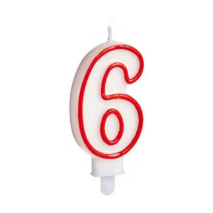 Vela Cumpleaños Número 6 Rojo Blanco (12 Unidades) 1