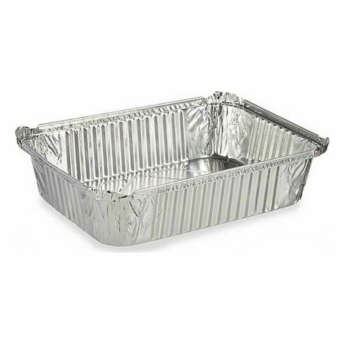 Set de Fuentes de Cocina Desechable Con Tapa Aluminio 19 x 6,8 x 25,5 cm (24 Unidades) 1