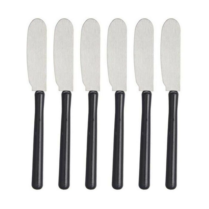 Set Cuchillo de Untar Plateado Negro Acero Inoxidable Plástico (12 Unidades) 1