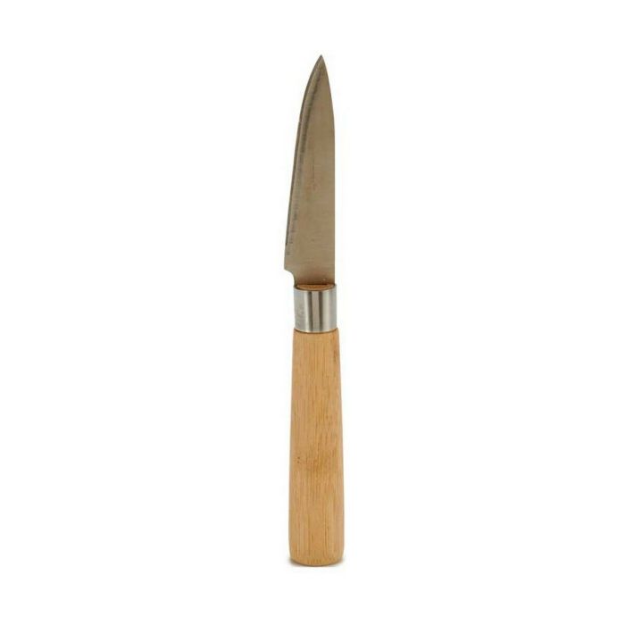 Cuchillo Pelador Plateado Marrón Acero Inoxidable Bambú 22 x 19,5 x 2 cm (12 Unidades) 1