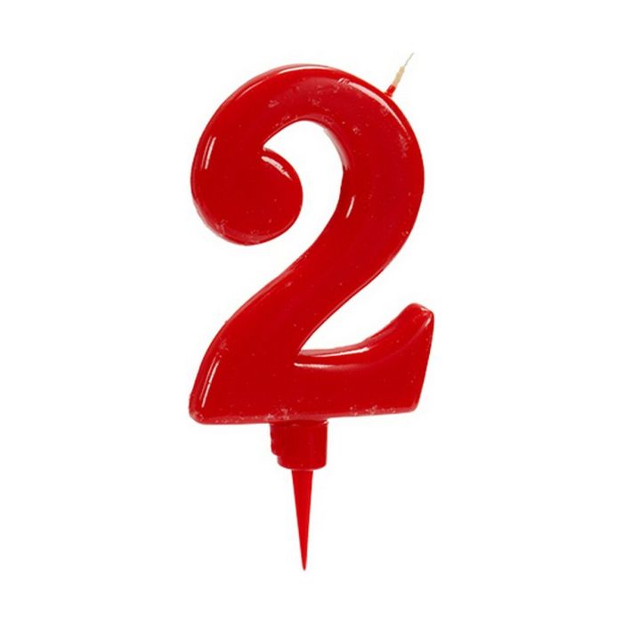 Vela Rojo Cumpleaños Número 2 (12 Unidades) 1
