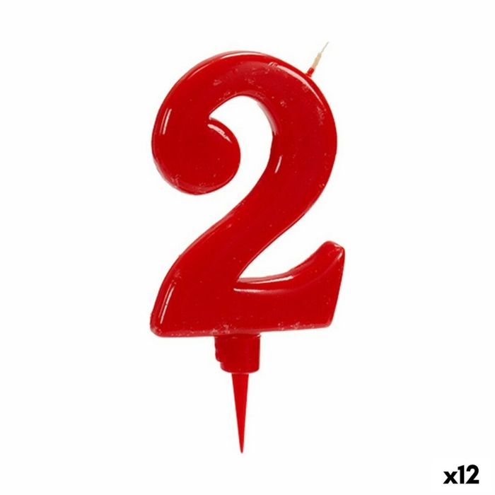 Vela Cumpleaños Rojo Número 2 (12 Unidades)