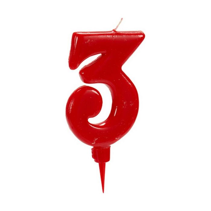 Vela Rojo Cumpleaños Número 3 (12 Unidades) 1
