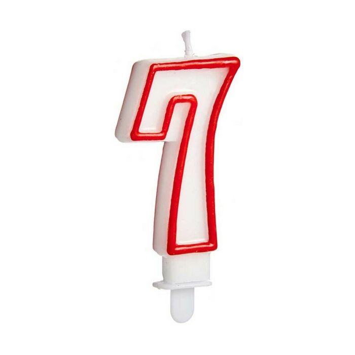 Vela Cumpleaños Número 7 Rojo Blanco (12 Unidades) 1