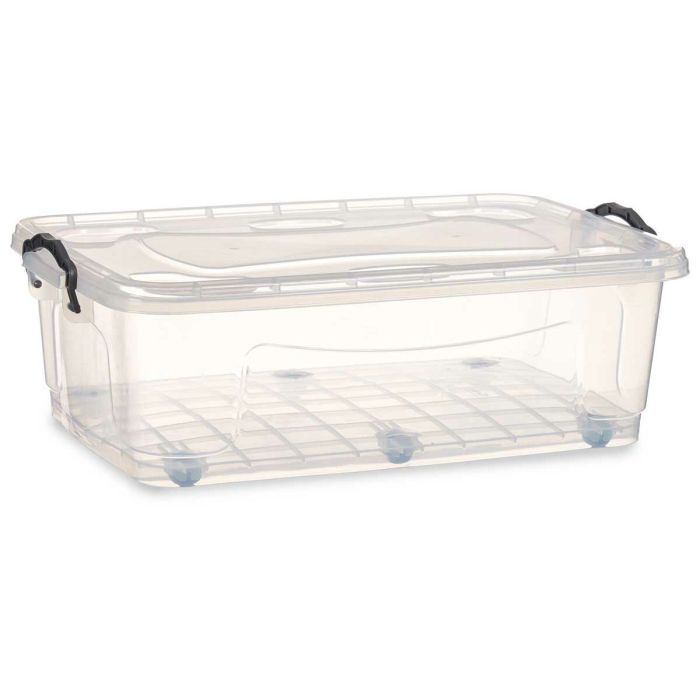 Caja de Almacenamiento con Ruedas Transparente Plástico 30 L 40 x 20,5 x 63 cm (6 Unidades) 2