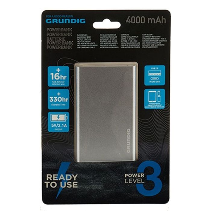 Powerbank Grundig 4000 mAh Plateado (6 Unidades) 1 Powerbank Grundig 4000 mAh Plateado (6 Unidades) 1