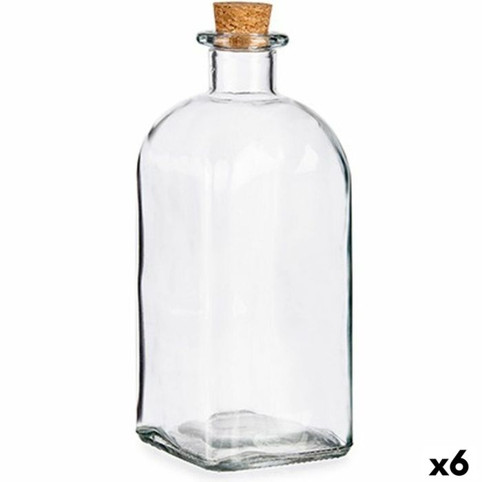 Botella Vidrio Redonda con Tapón Acero Inoxidable 1 Litro